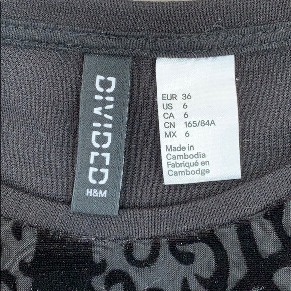 🕸Black Bodycon Dress with Velvet Filigree Inset - Picture 3 of 3